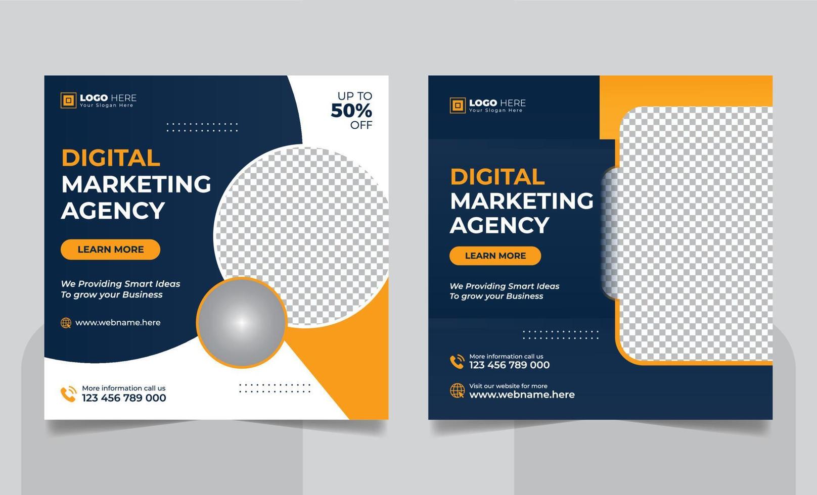 Digital Marketing Agency Online Webinar Social Media Post Set , Corporate Business Promotion Social Media Web Banner, Square Flyer Unique Design Template vector