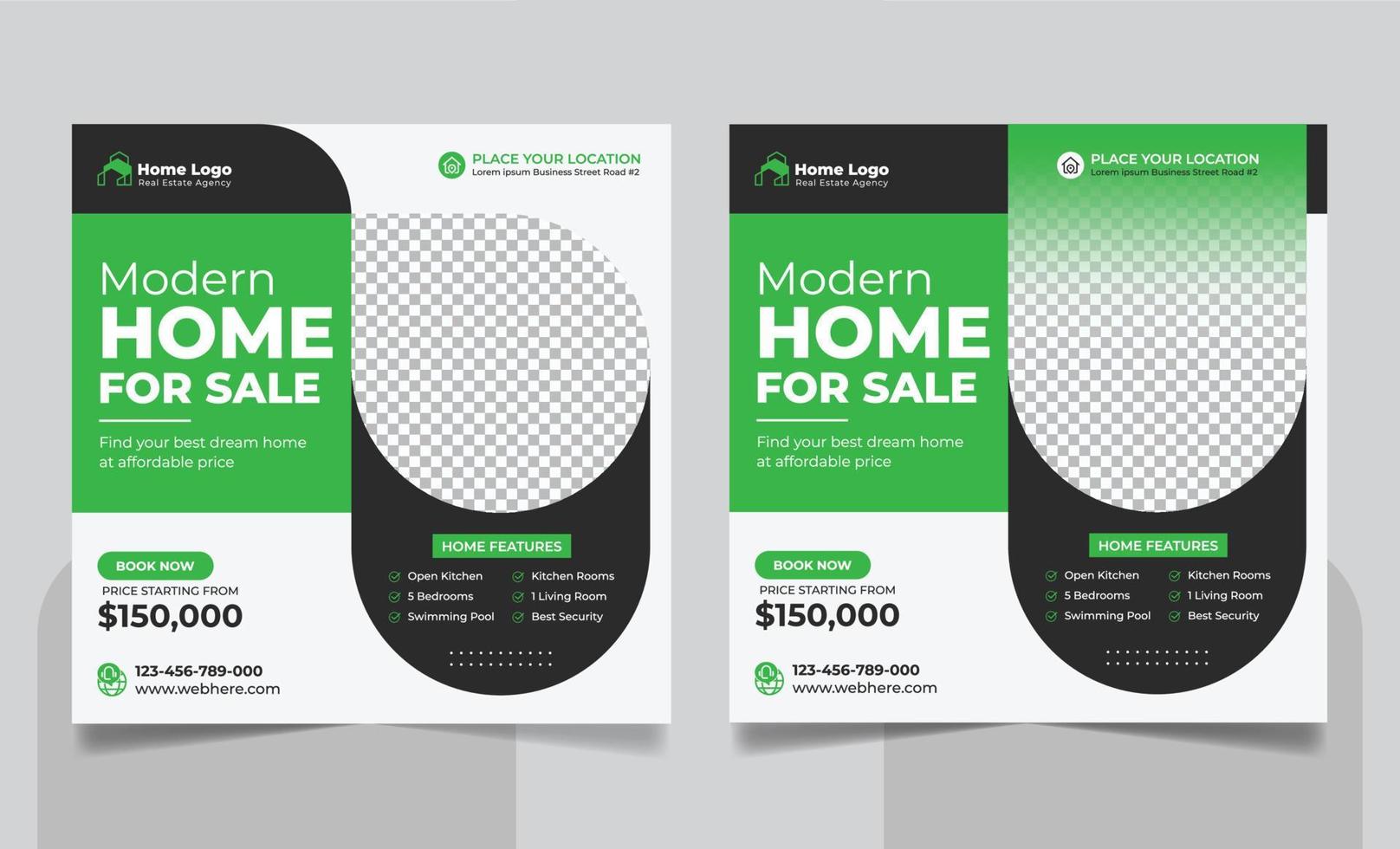 Real Estate Property Social Media Post or Modern Home Sale Social Media Promotion Square Flyer Web Banner Design Template vector