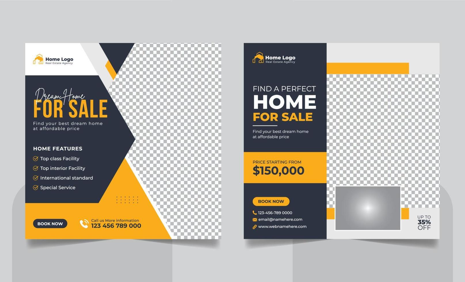 Real Estate Property Social Media Post or Modern Home Sale Social Media Promotion Square Flyer Web Banner Design Template vector