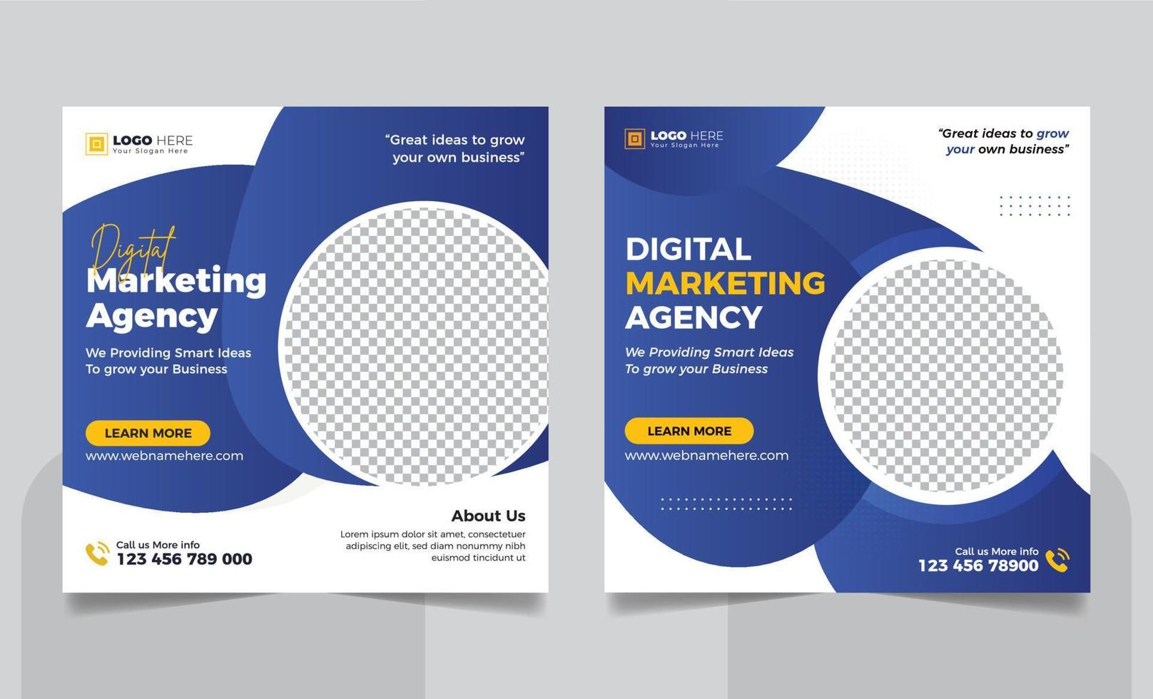 Digital Marketing Agency Online Webinar Social Media Post Set or Corporate Business Promotion Social Media Web Banner Square Flyer Unique Design Template vector