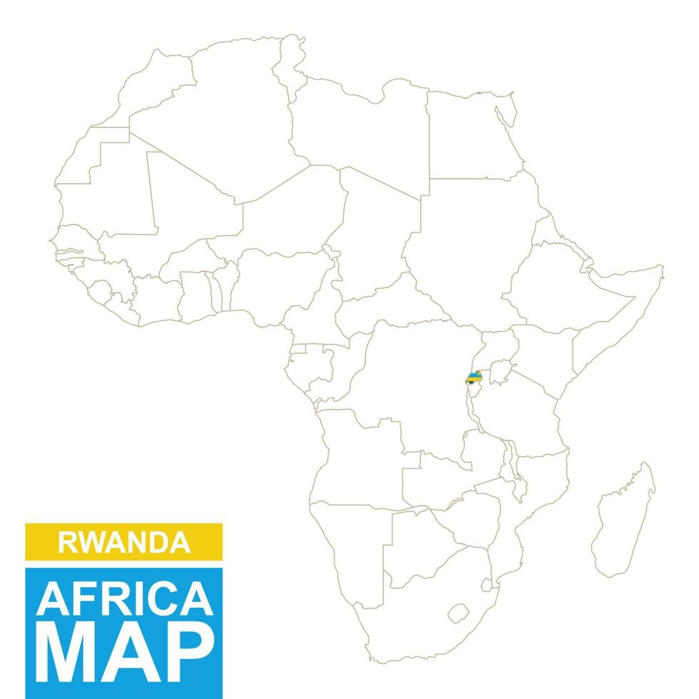 Africa contoured map with highlighted Rwanda. vector
