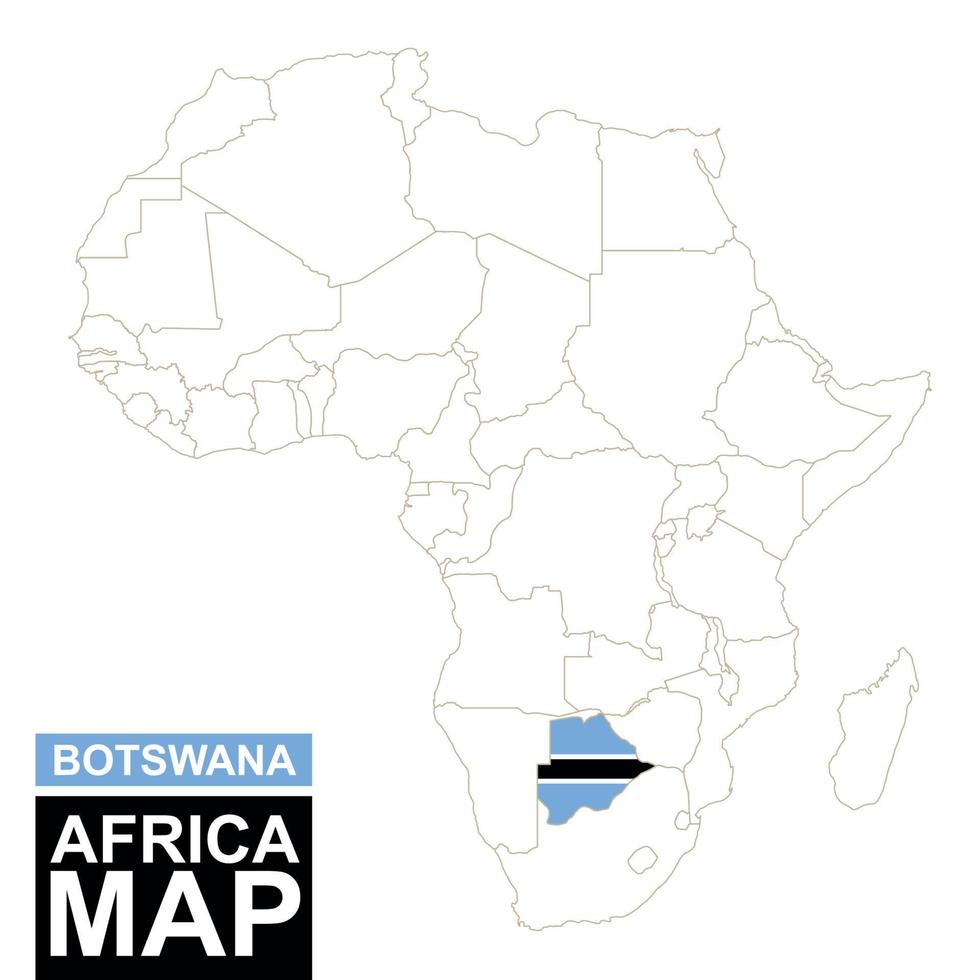 Africa contoured map with highlighted Botswana. vector