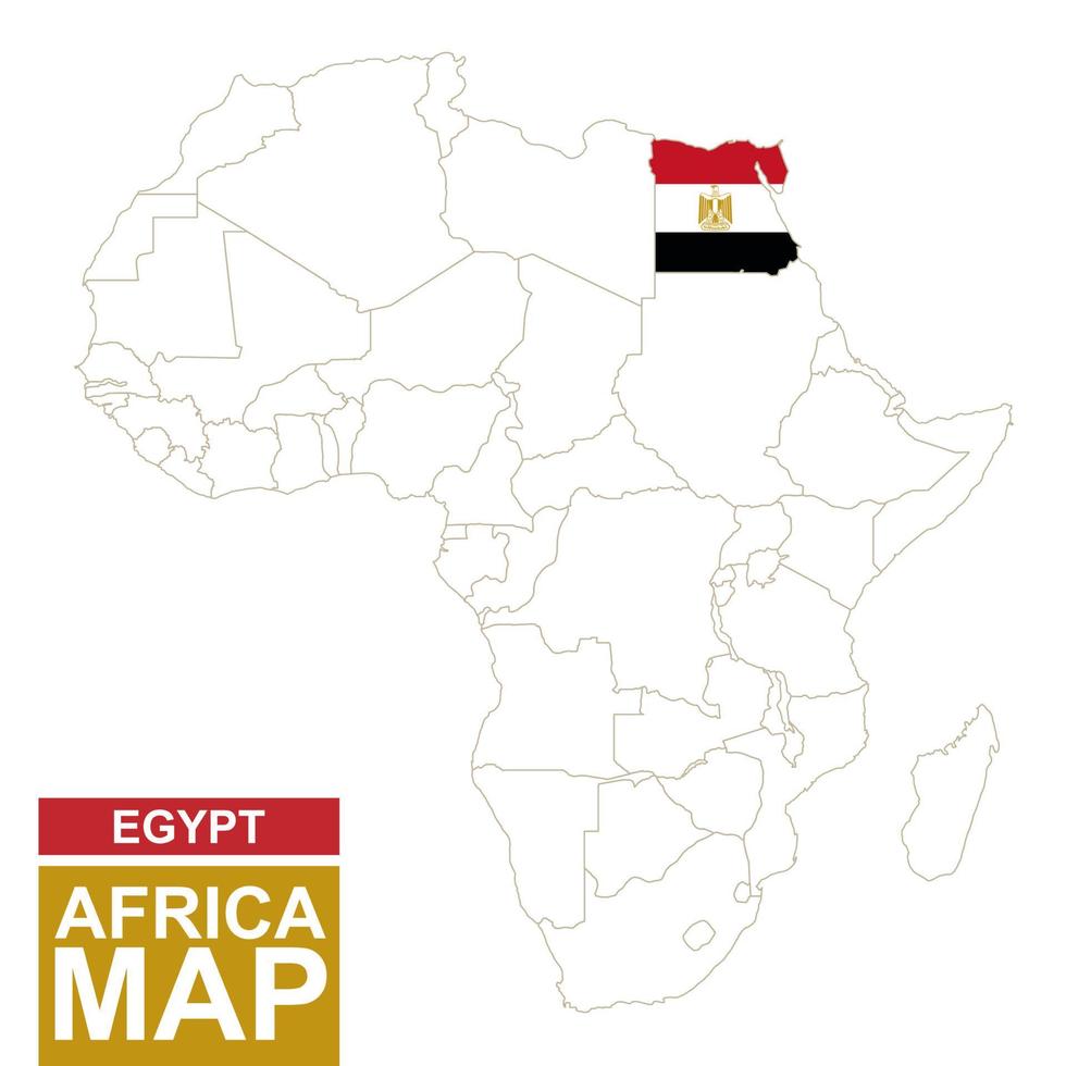 mapa contorneado de áfrica con egipto resaltado. vector