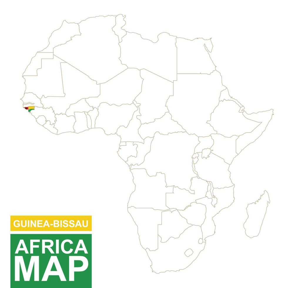 Africa contoured map with highlighted Guinea-Bissau. vector