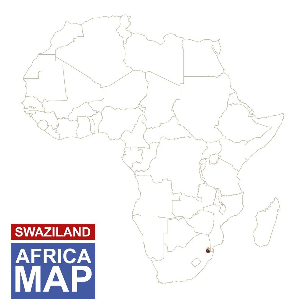 Africa contoured map with highlighted Swaziland. vector