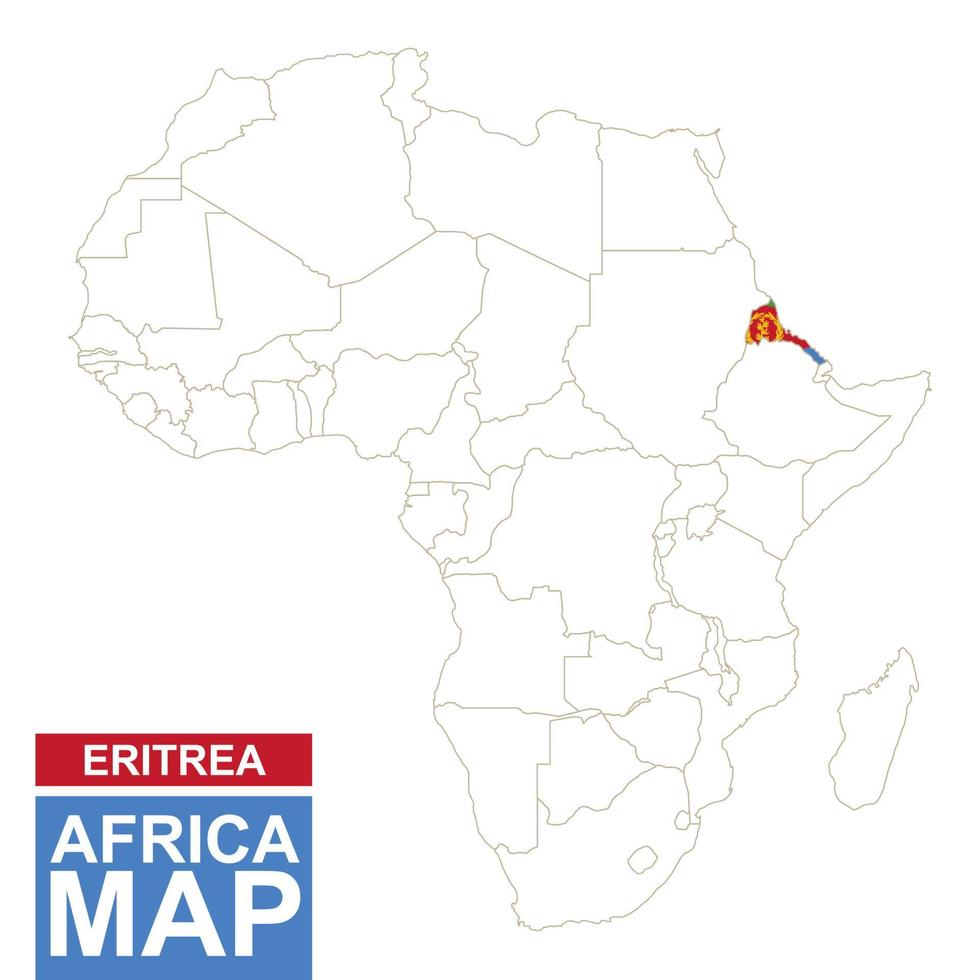 Africa contoured map with highlighted Eritrea. vector