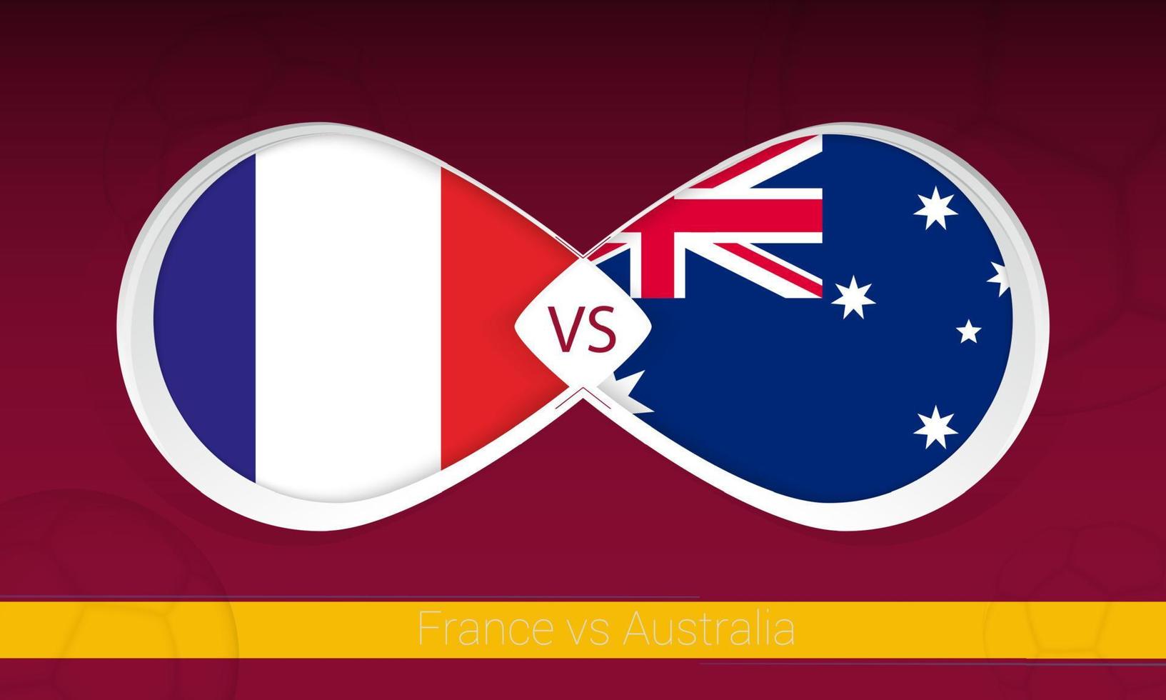 France vs Australia  in Football Competition, Group A. Versus icon on Football background. vector