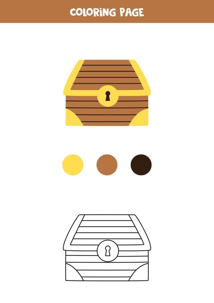 Color treasure chest. Worksheet for kids. vector