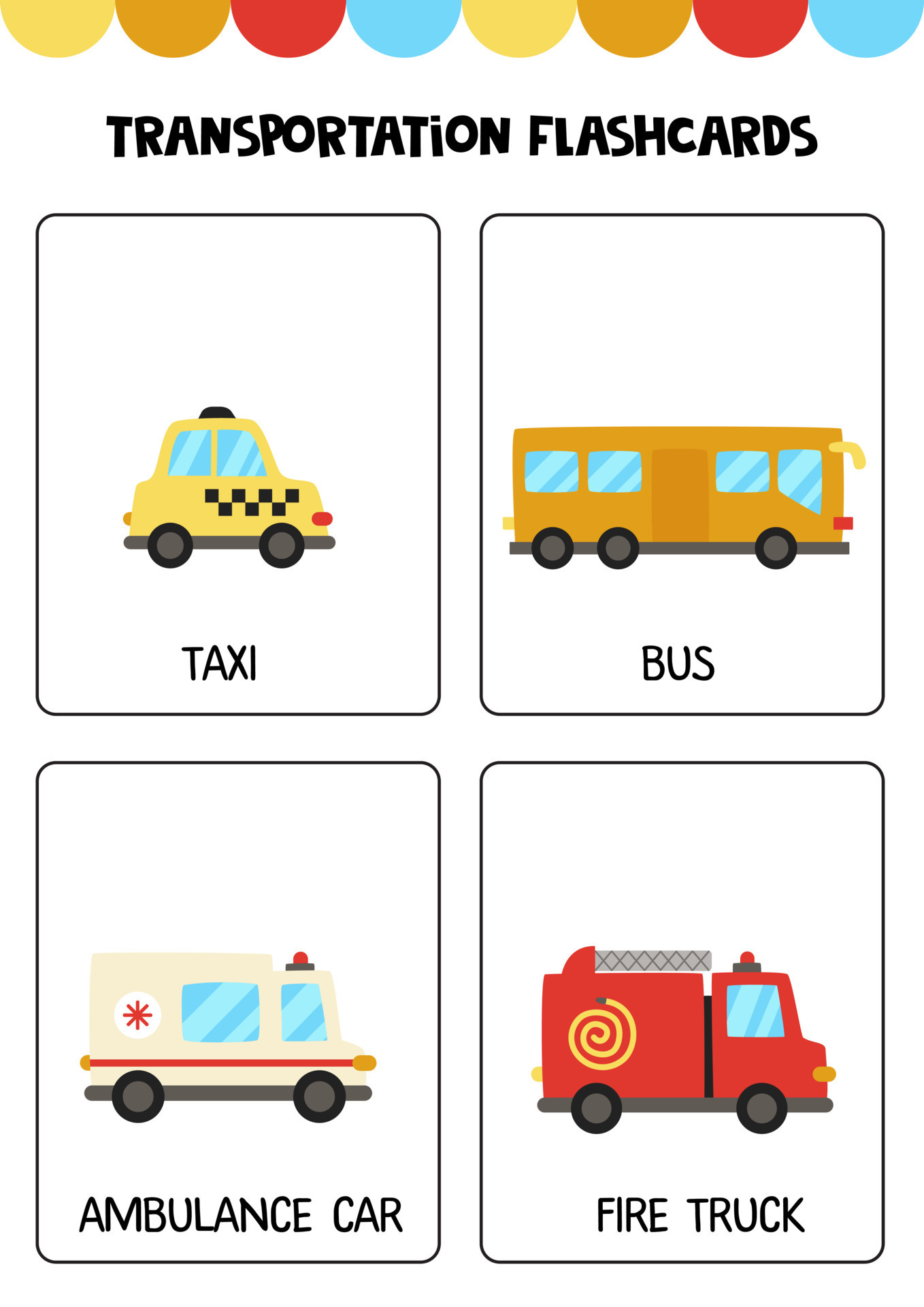 Cute cartoon transportation means with names. Flashcards for children. 9282240 Vector Art at Vecteezy Cute cartoon transportation means with names. Flashcards for children. 9282240 Vector Art at Vecteezy