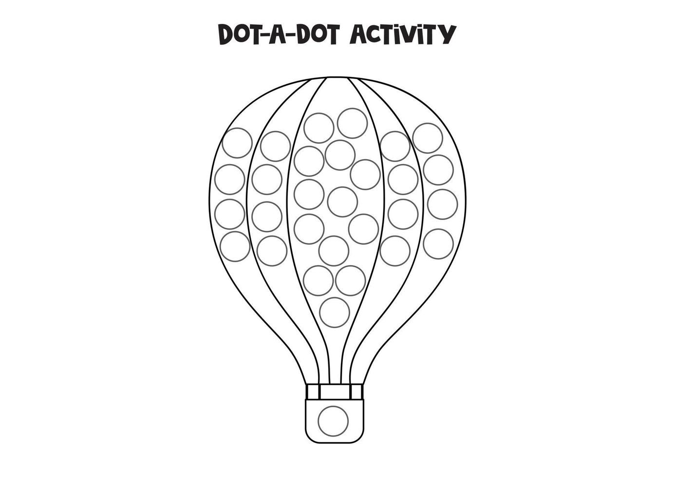 Dot a dot game for preschool kids. Cute air balloon. vector