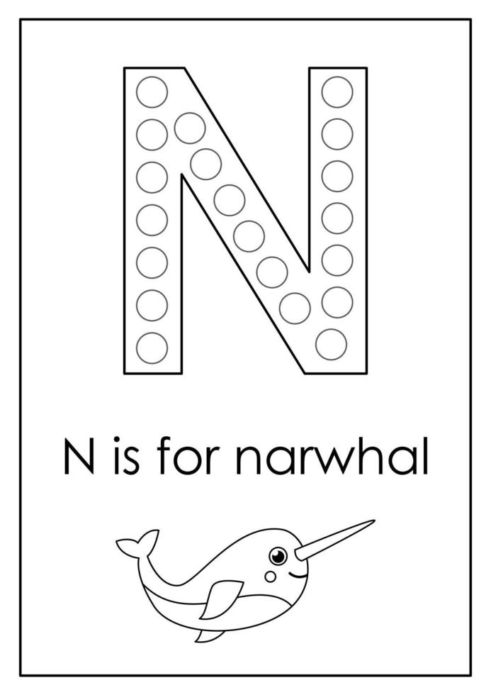 Learning English alphabet for kids. Letter N. Dot marker activity. 9282263 Vector Art at Vecteezy