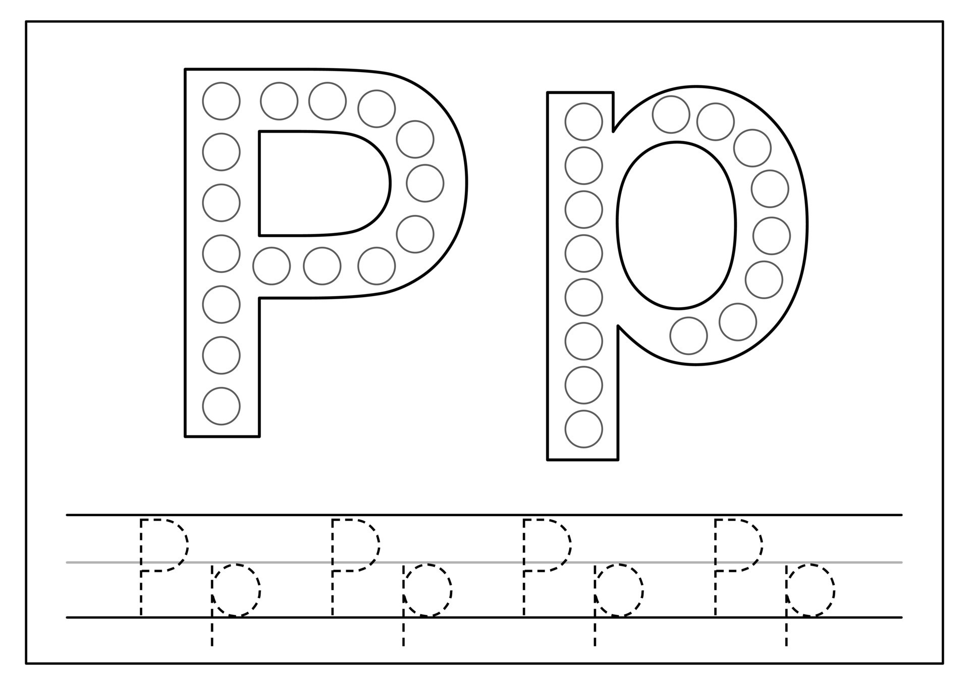 Learning English alphabet for kids. Letter P. Tracing letters. 9282273 ...