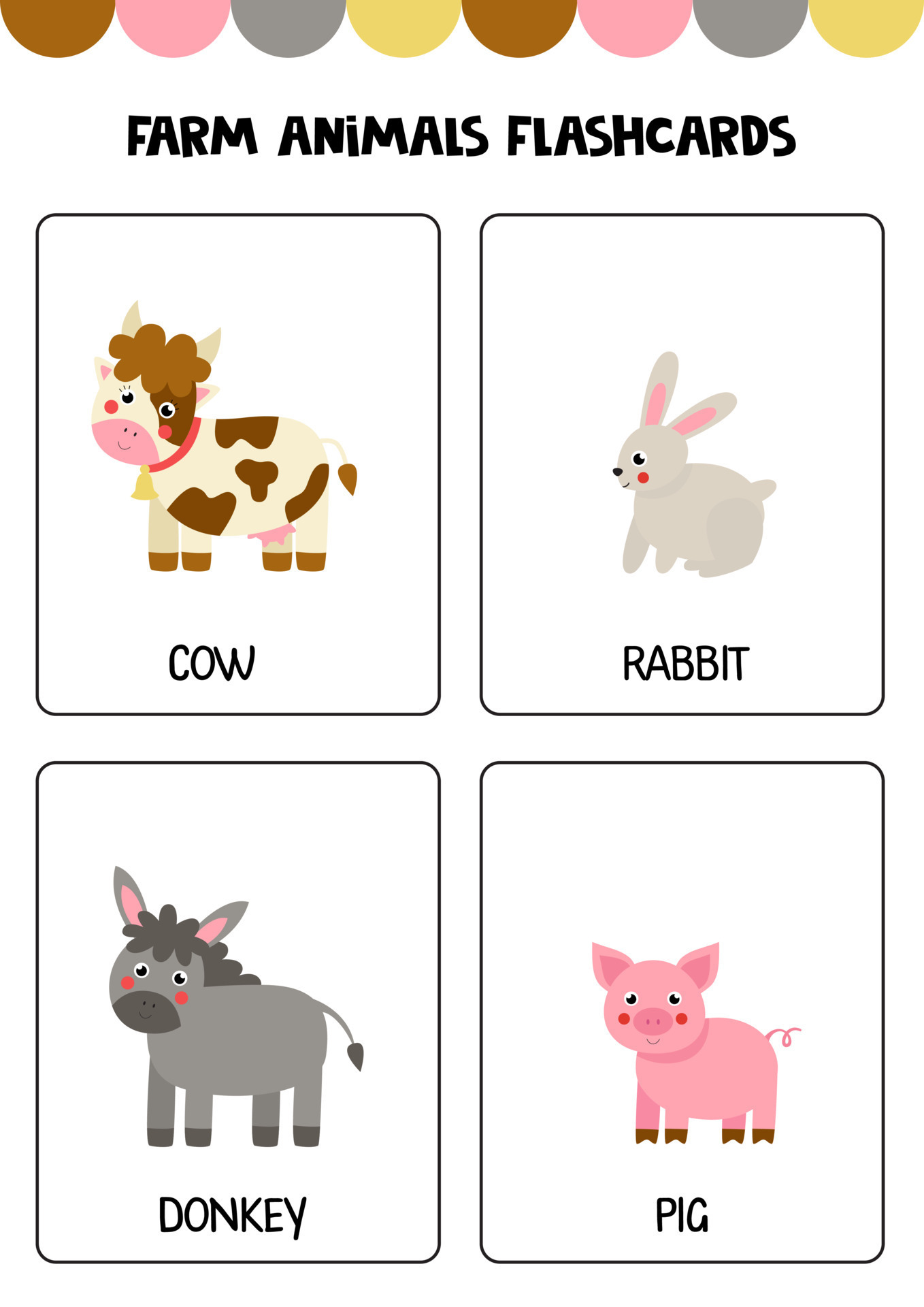 Cute cartoon farm animals with names. Flashcards for children. 9282303 Vector Art at Vecteezy Cute cartoon farm animals with names. Flashcards for children. 9282303 Vector Art at Vecteezy