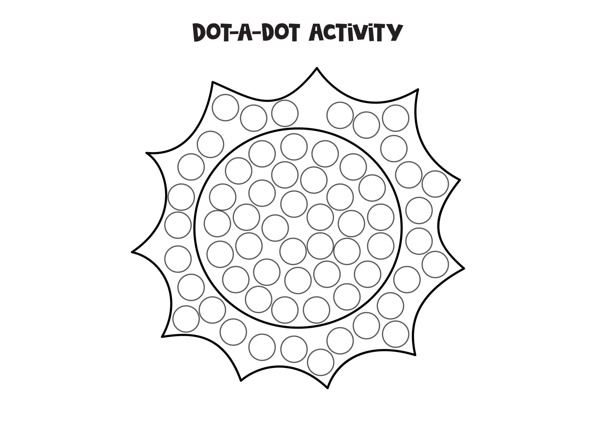 Dot a dot game for preschool kids. Cartoon sun. 9282322 Vector Art at