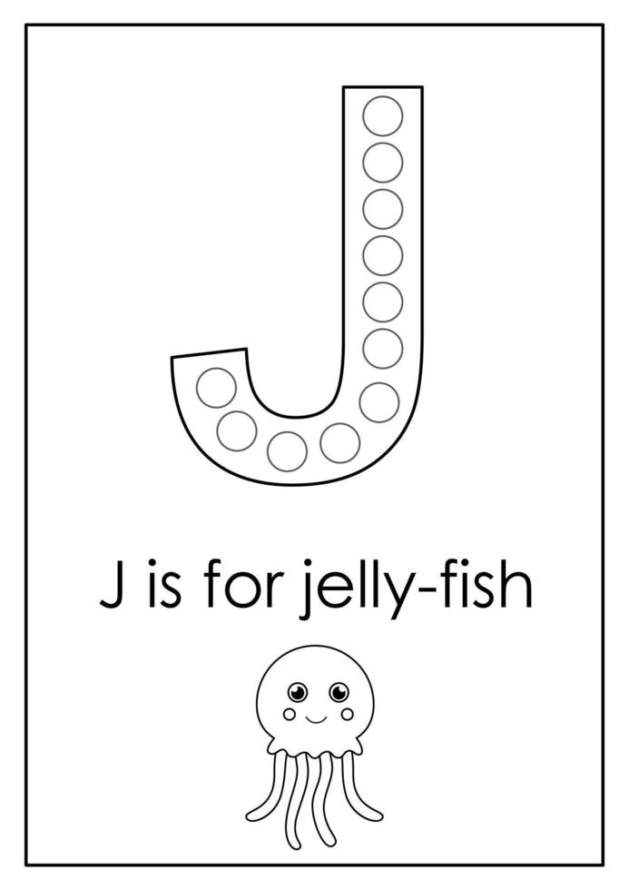 Learning English alphabet for kids. Letter J. Dot marker activity