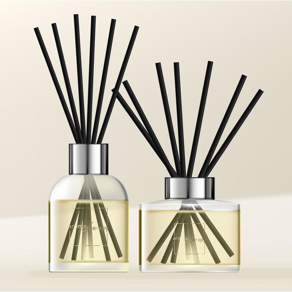 Vector Aromatic Diffuser with Pastel Yellow Scented Oil and Black Reeds