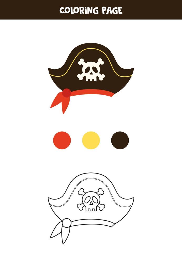Color pirate hat. Worksheet for kids. vector