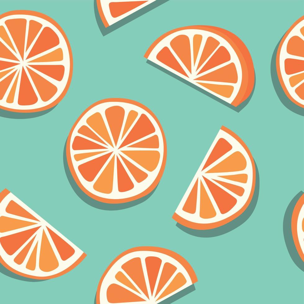 Vector Minimal Blood Orange, Grapefruit, Mandarin or Clementine Seamless Pattern, Orange and Blue Combination