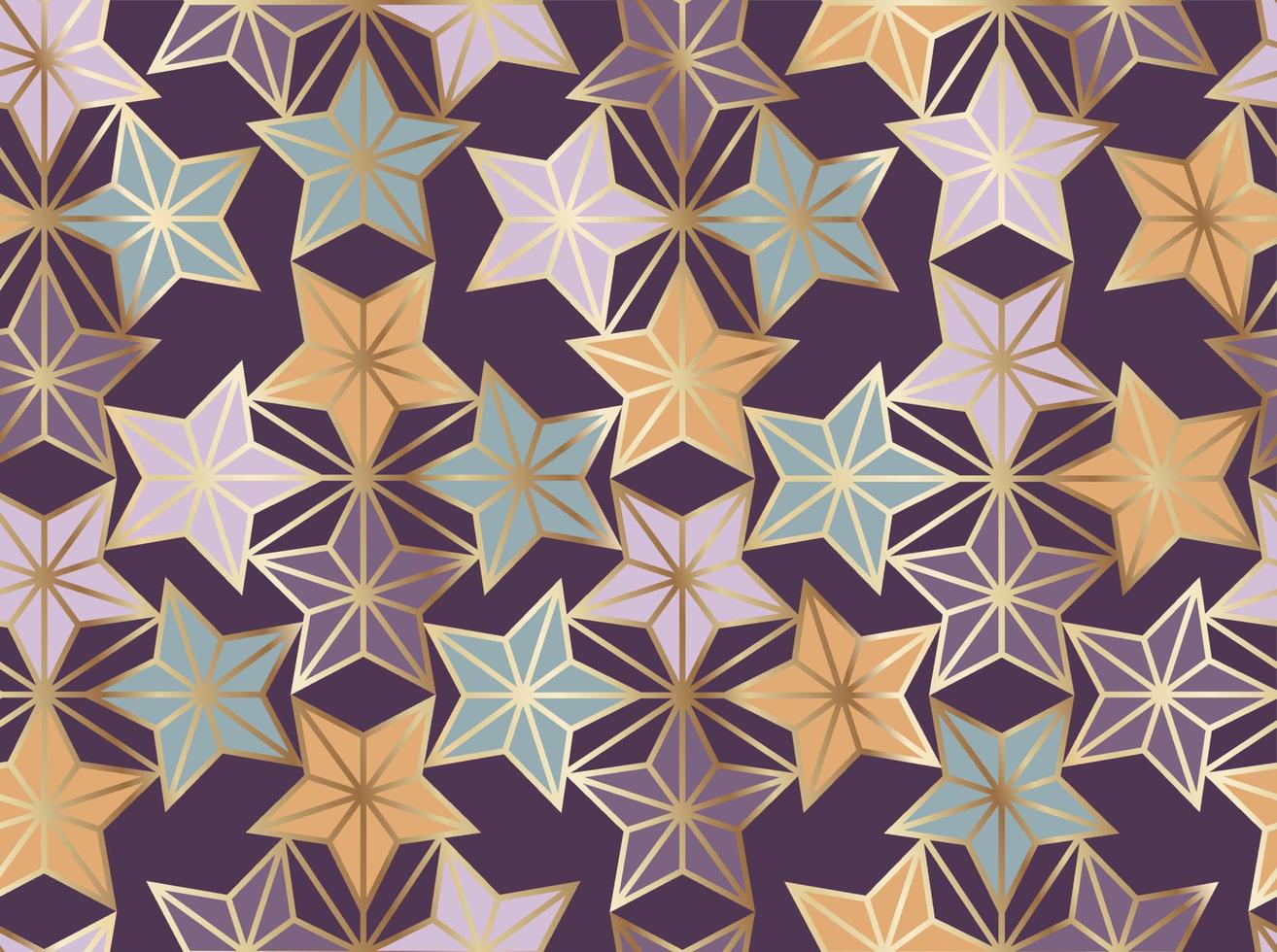 Vector Retro Style Japanese Paper or Textile Star Seamless Pattern