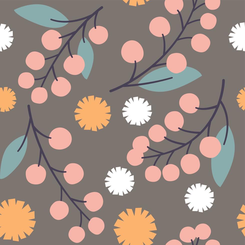 patrón botánico mínimo vectorial en beige pastel y rosa. vector