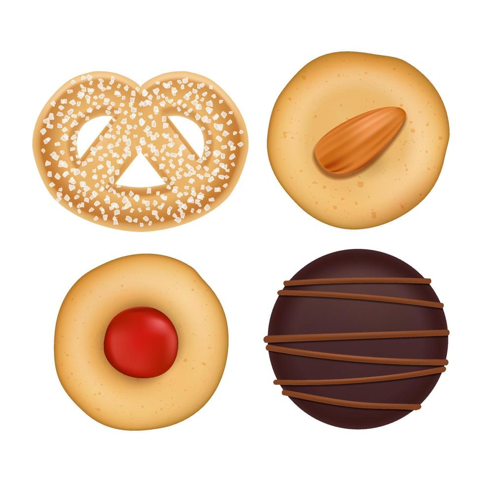 Vector Flat Lay Assorted Cookies Collection