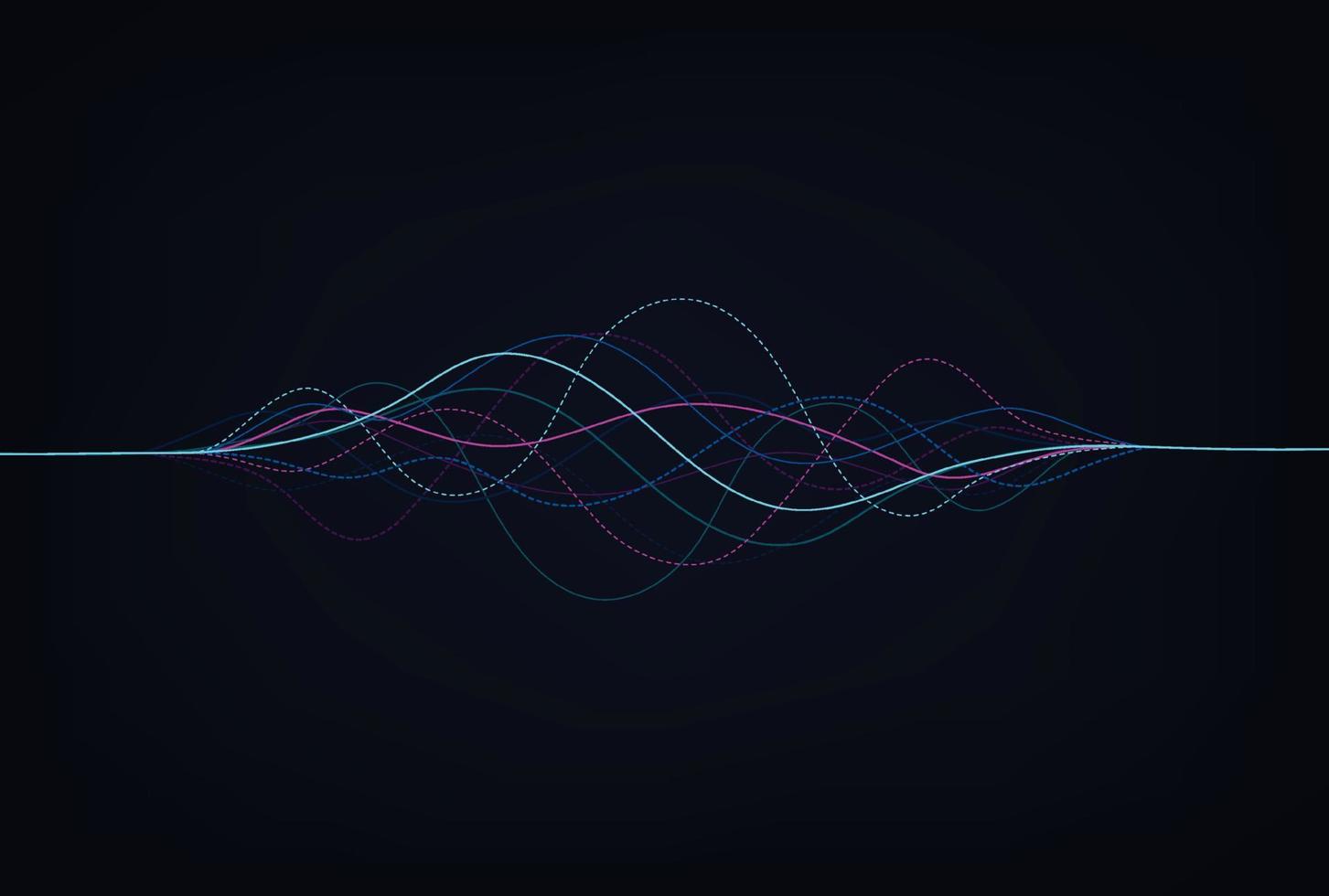 Wave lines flowing dynamic. Artificial intelligence deep learning visualization networks concept for AI, music, sound. Vector illustration