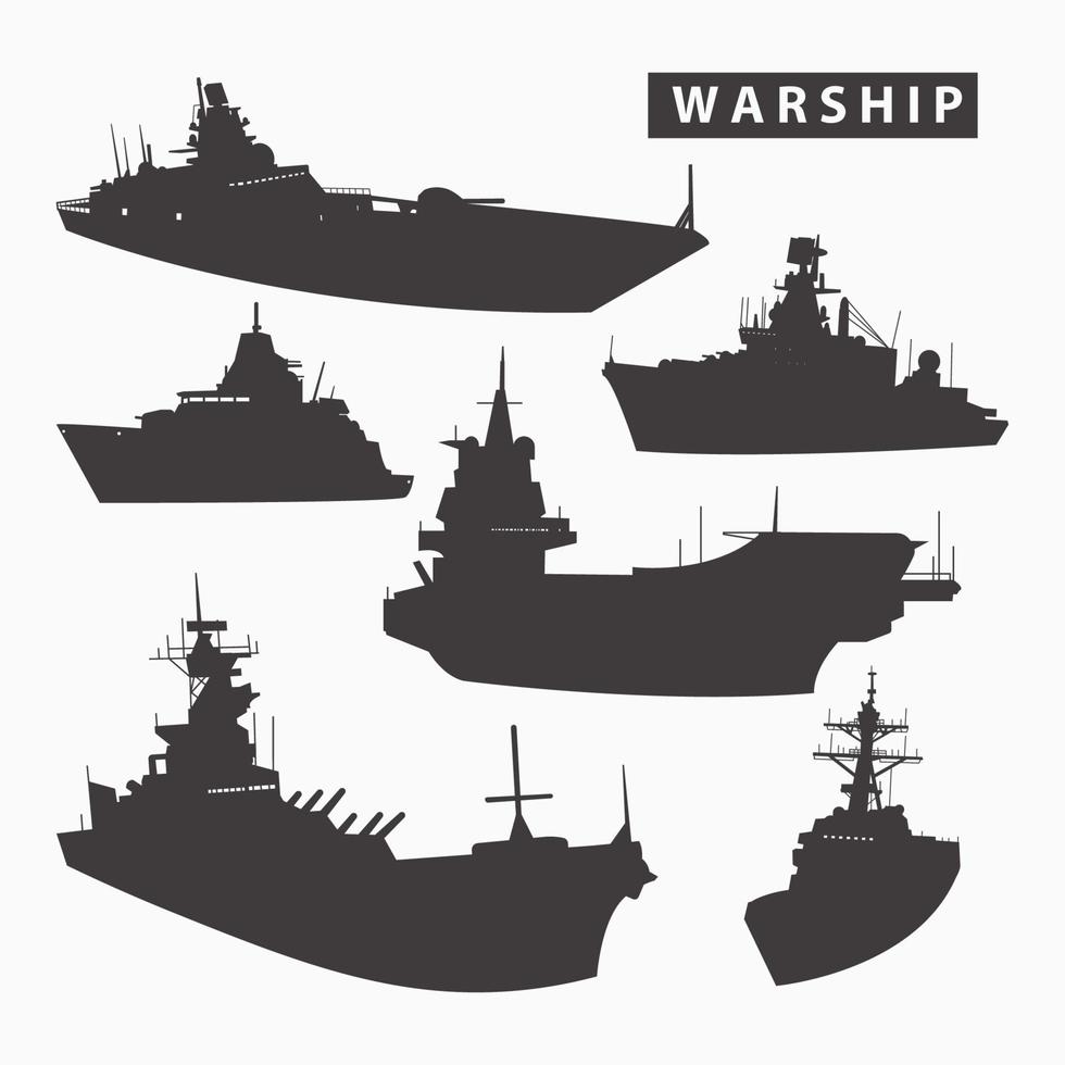 Warship silhouette vector