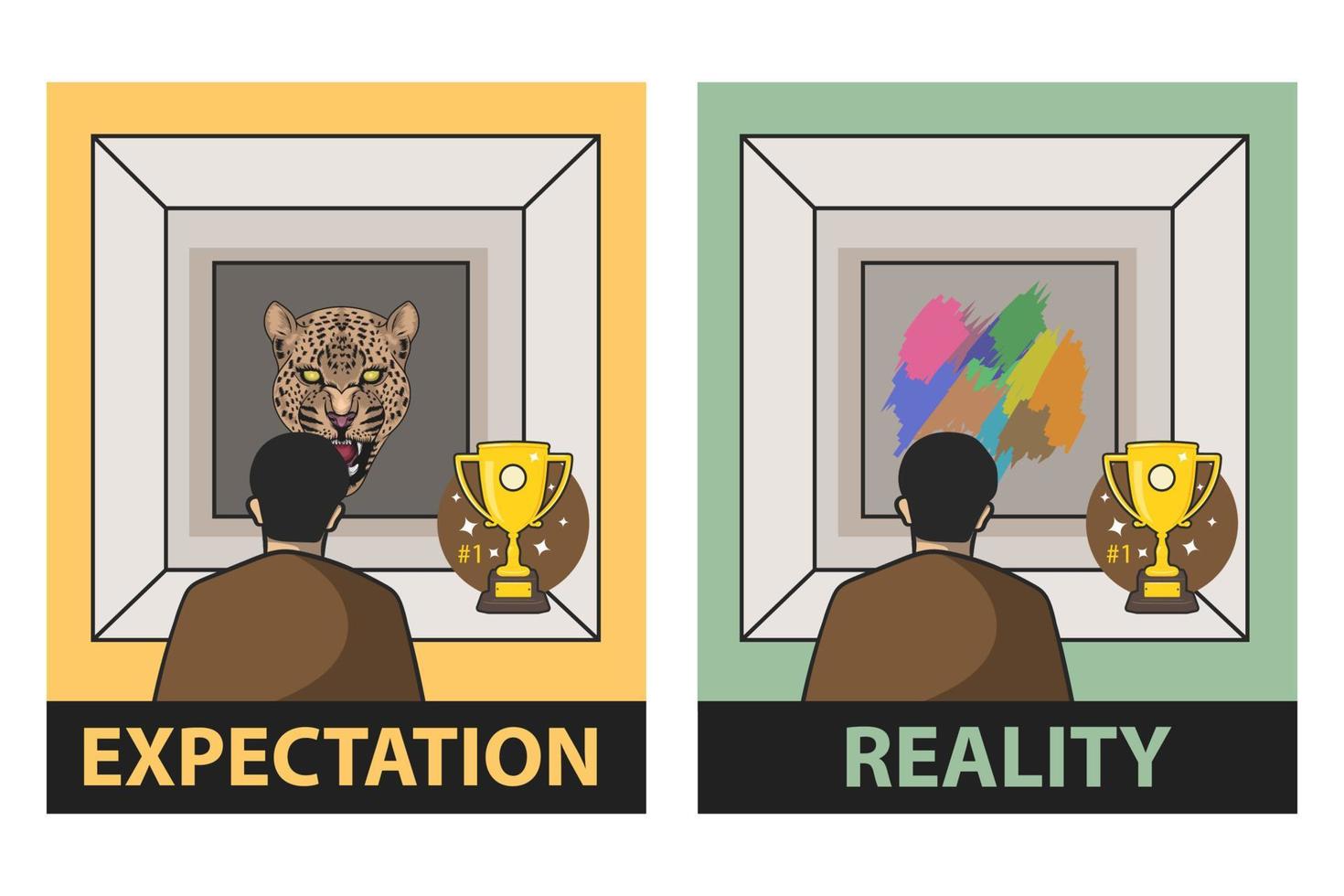 galería. expectativa versus realidad vector