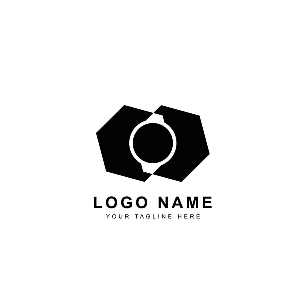 Camera lens black logo design vector
