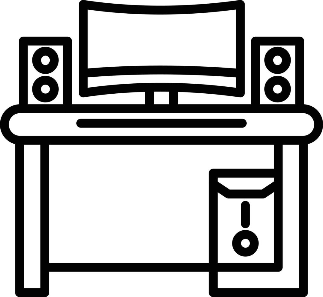 Gaming Setup Vector Line Icon