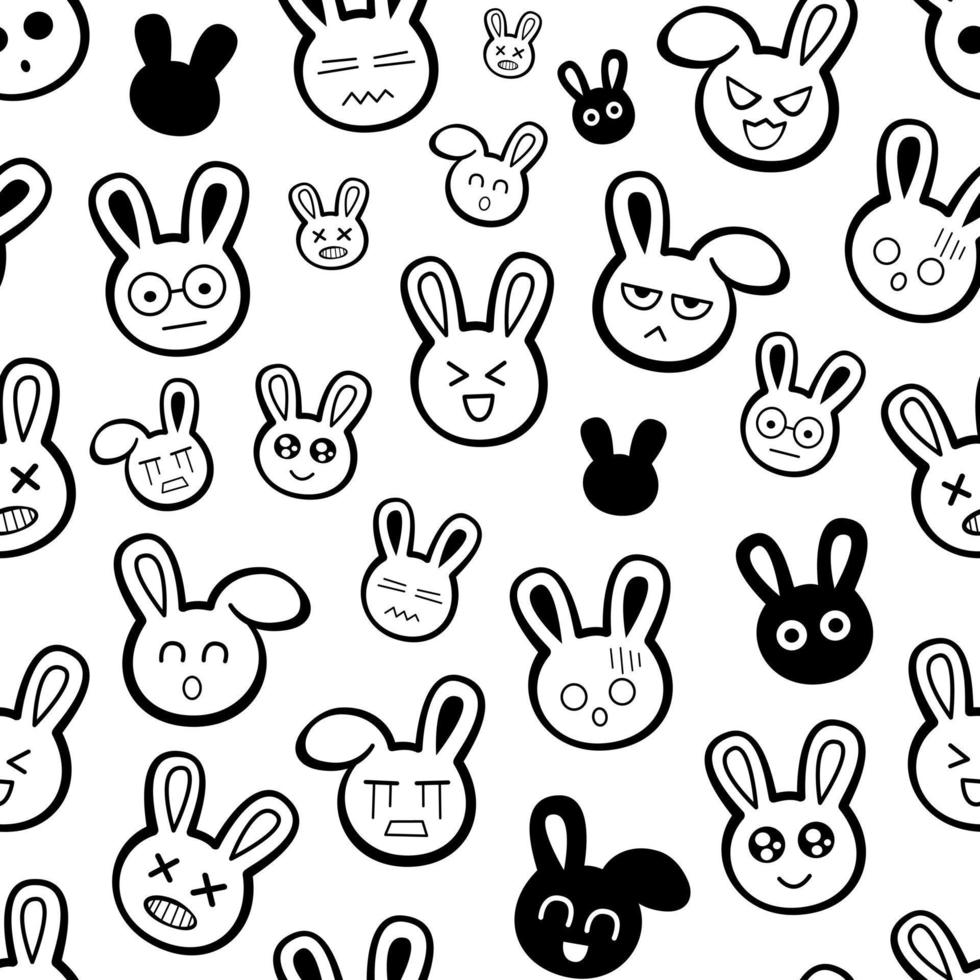 Black line rabbit seamless pattern. Design for paper, covers, cards, fabrics, background and any. Vector illustration.