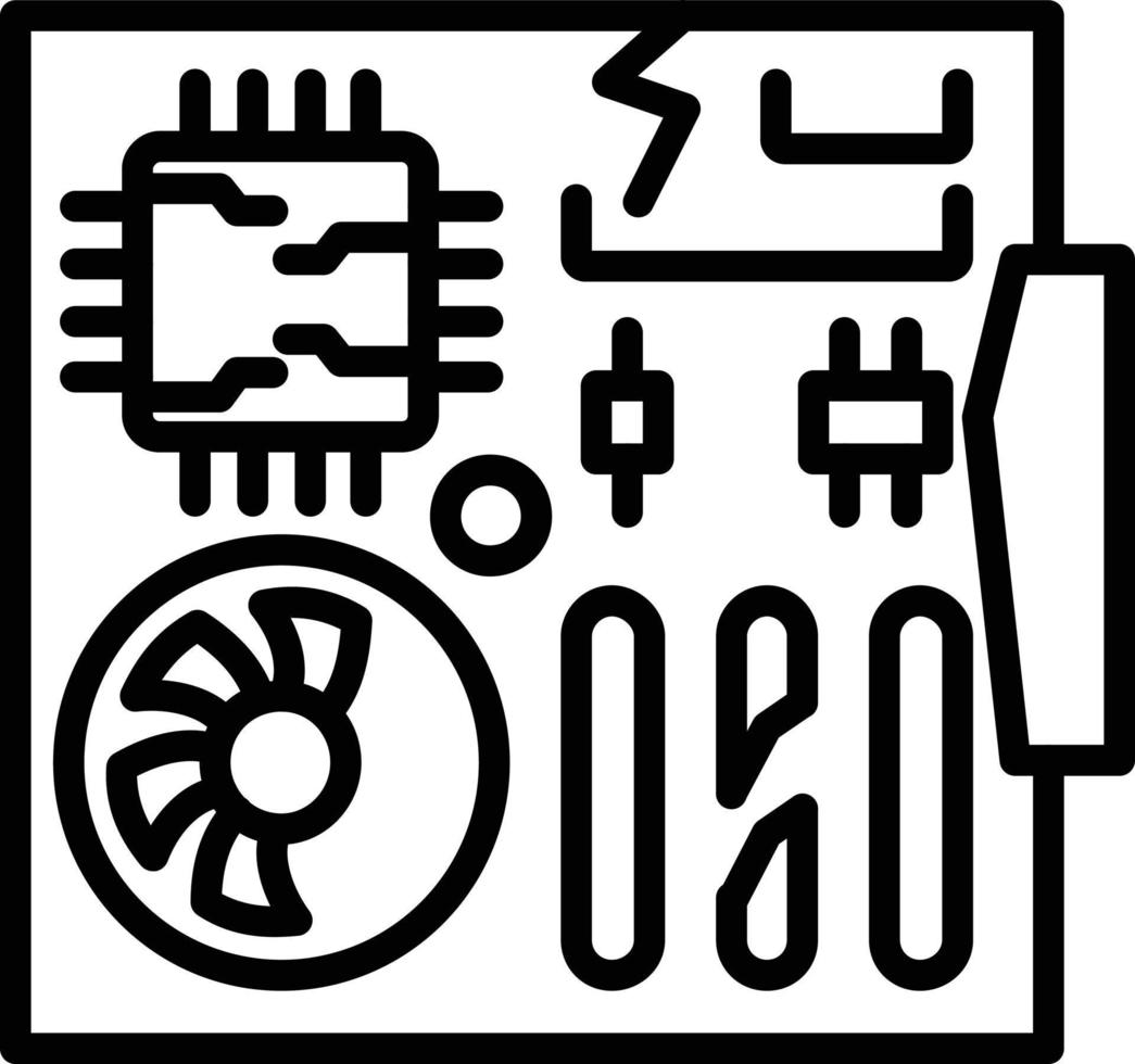 Damage Motherboard Vector Line Icon