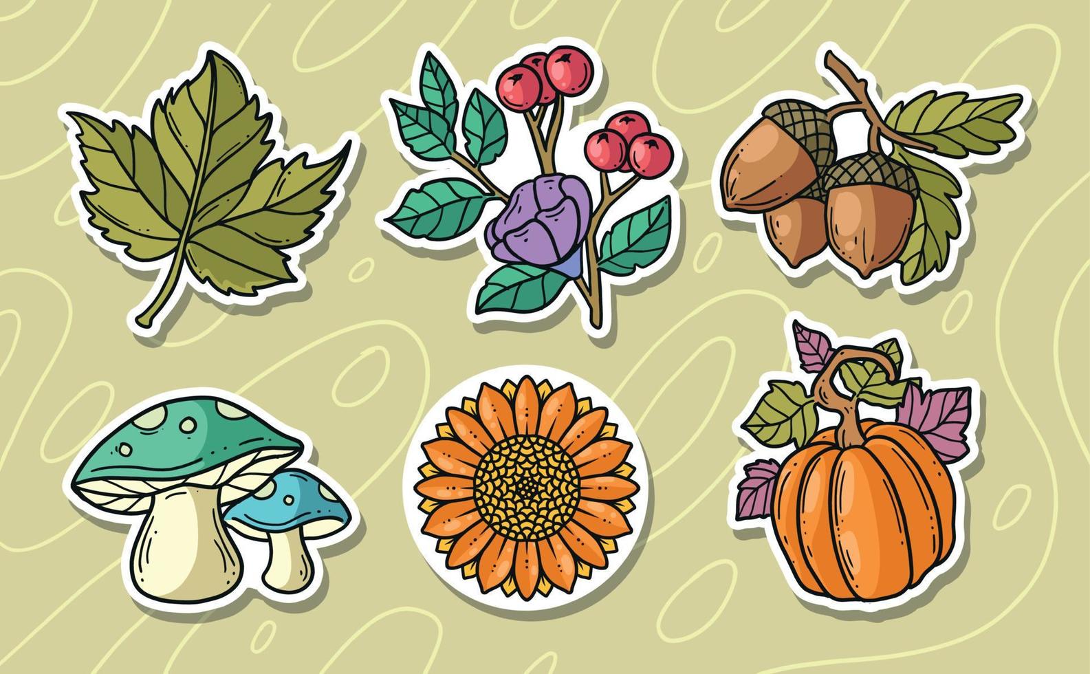 Fall Floral Autumn Set vector