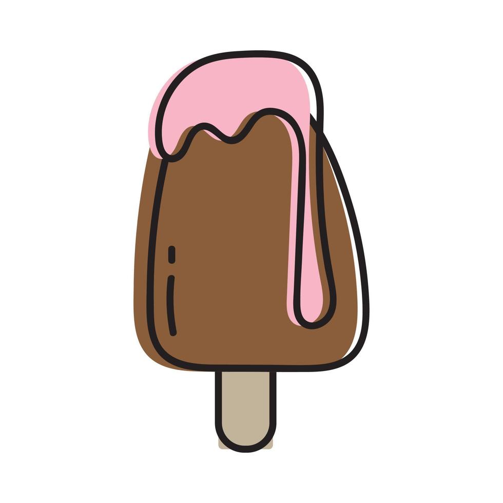 Melting ice cream isolated on a white background. The vector contours icon. illustration for t-shirt design.