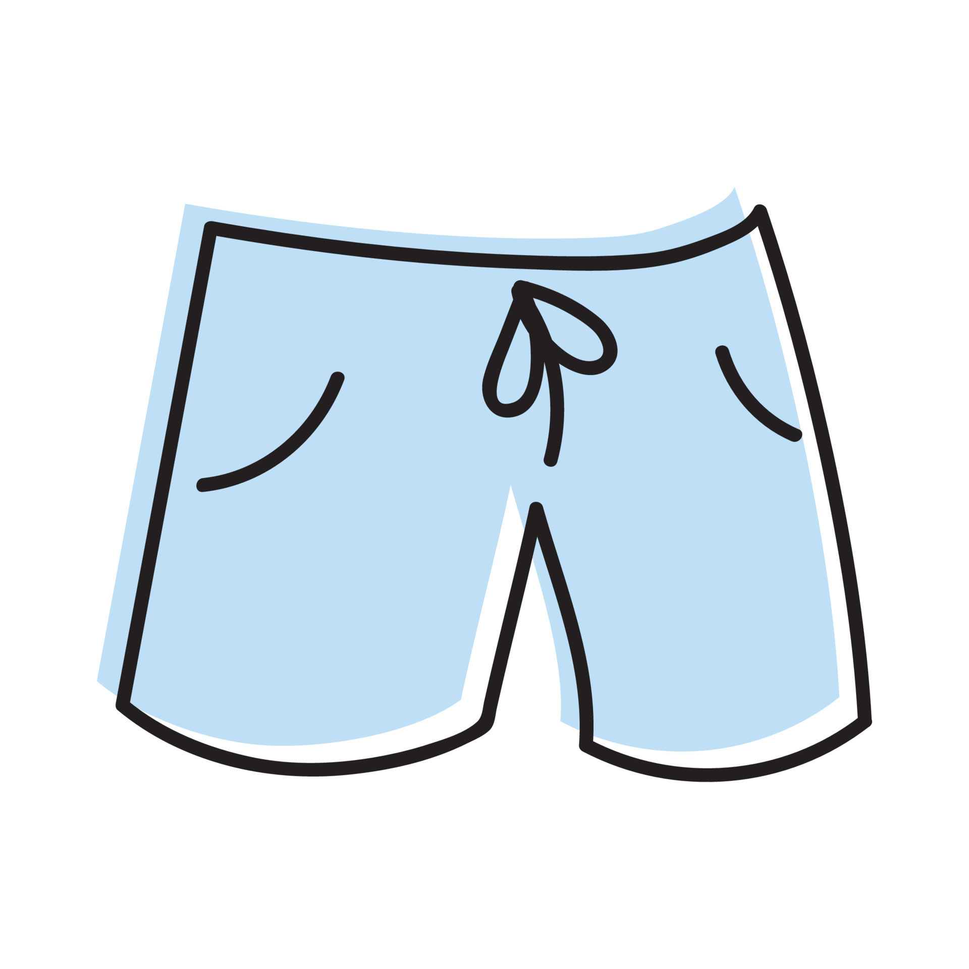 Doodle athletic shorts in vector. Hand drawn man swimming trunks in ...