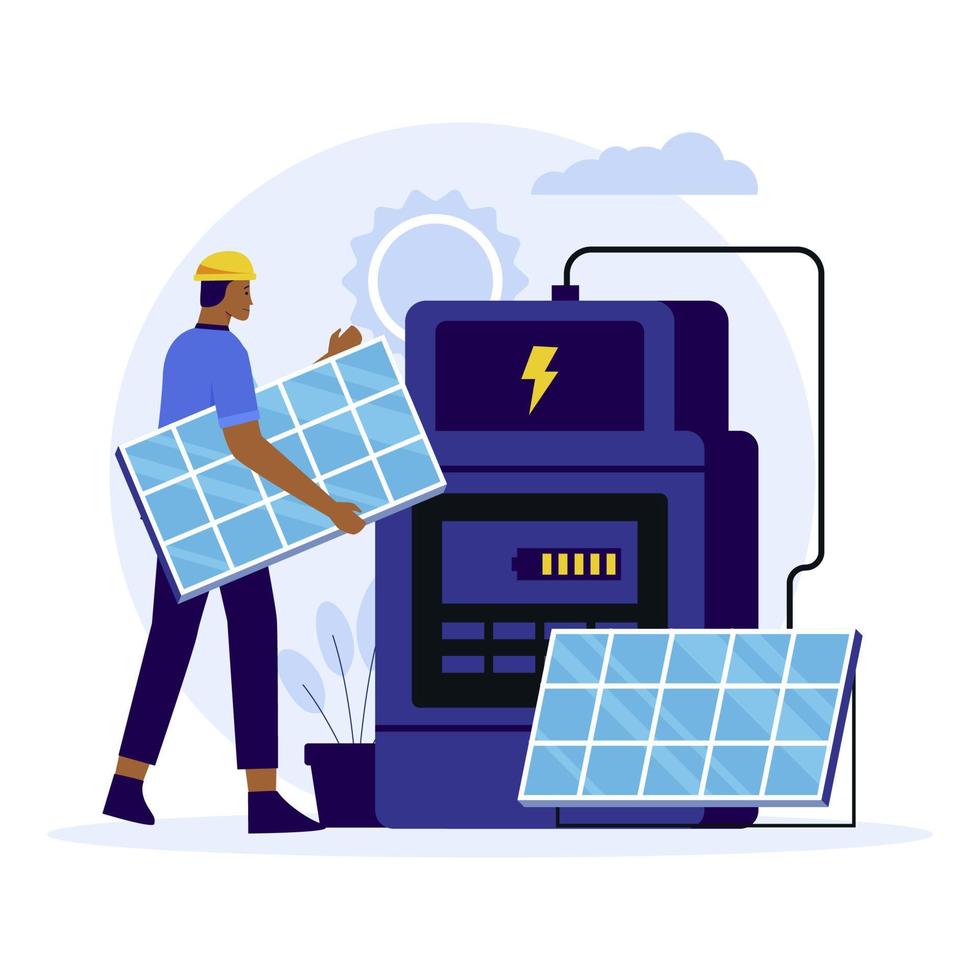 Solar panel illustration flat design concept vector