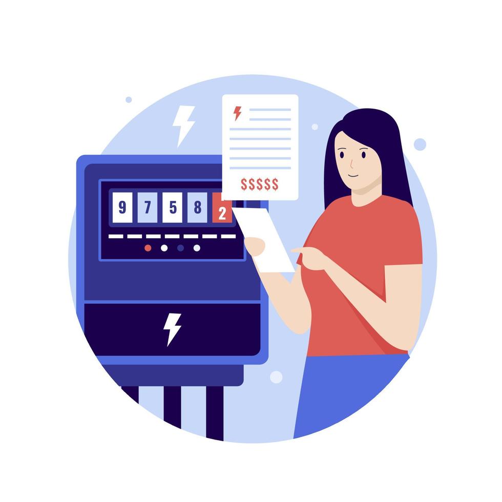 Electricity meter pay flat design concept vector