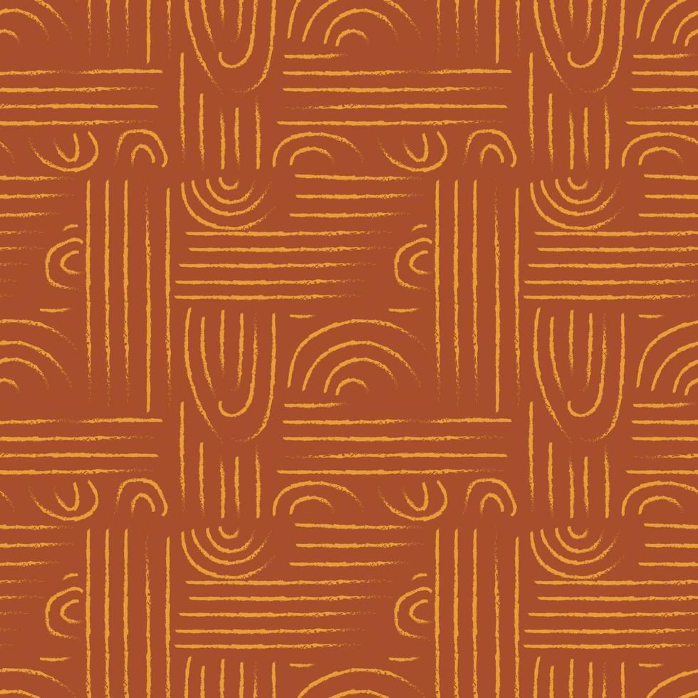 Contemporary boho seamless pattern background with abstract lines and curves. Trendy mid century modern style print vector
