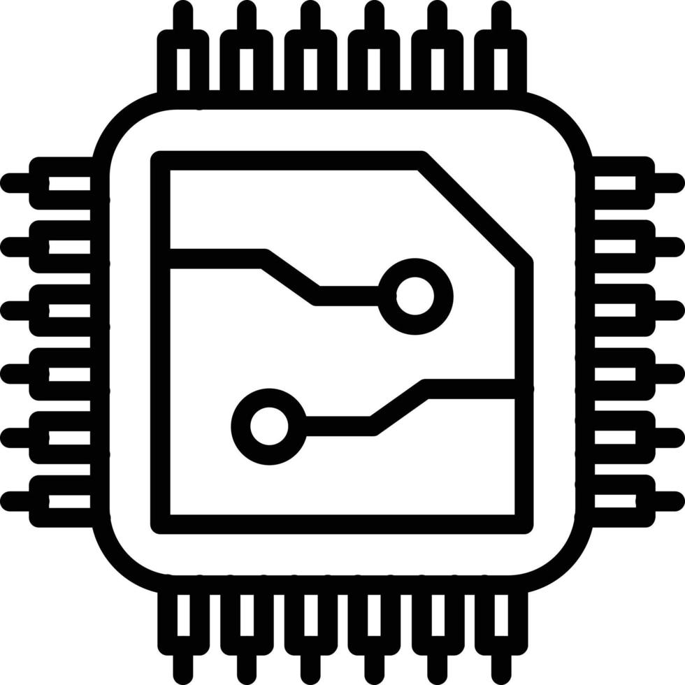 icono de línea de vector de chip