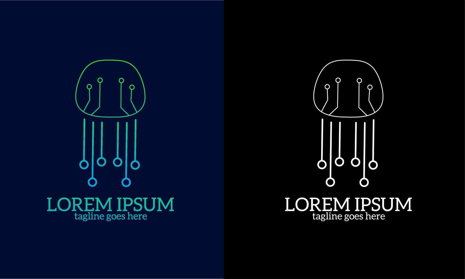 Illustration vector graphics of template logo jelly fish tech