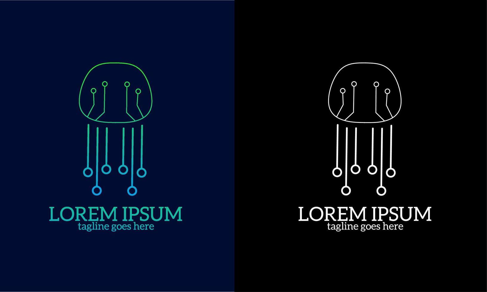 gráficos vectoriales de ilustración de tecnología de medusas de logotipo de plantilla vector