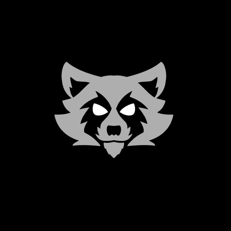 Illustration vector graphics of template logo face raccoons with black background