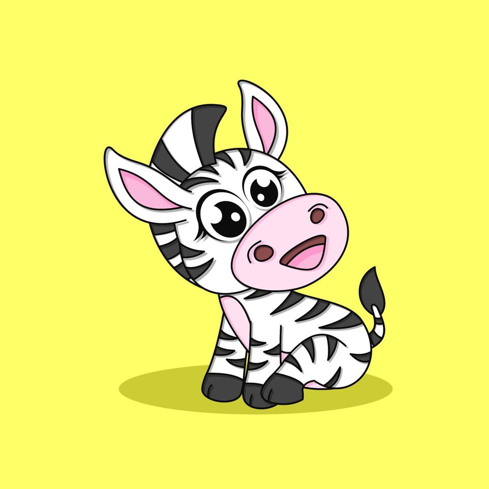 Cute baby zebra cartoon. vector icon illustration