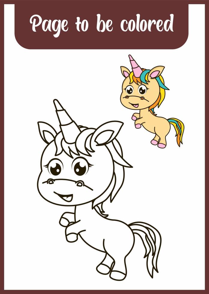 libro para colorear para niños. unicornio vector