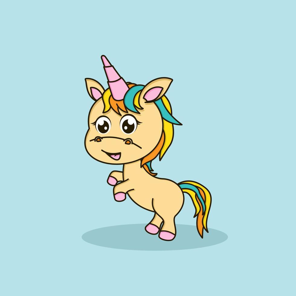 Cute unicorn cartoon. Vector illustration character