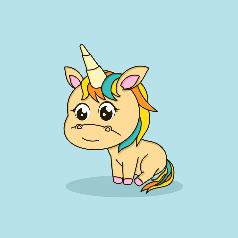 Cute unicorn cartoon. Vector illustration character
