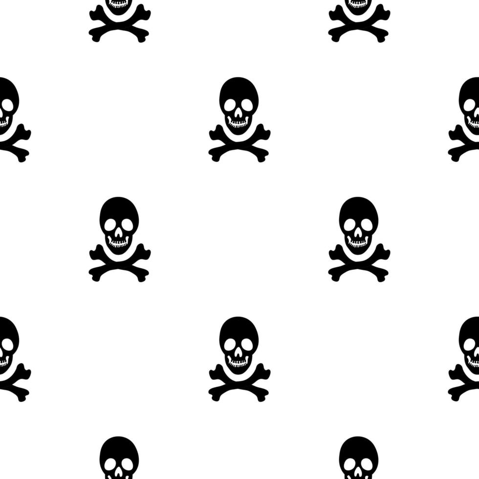 Black skeletons in various poses pattern. Halloween design. Perfect for fall, holidays, fabric, textile. Seamless repeat swatch. vector