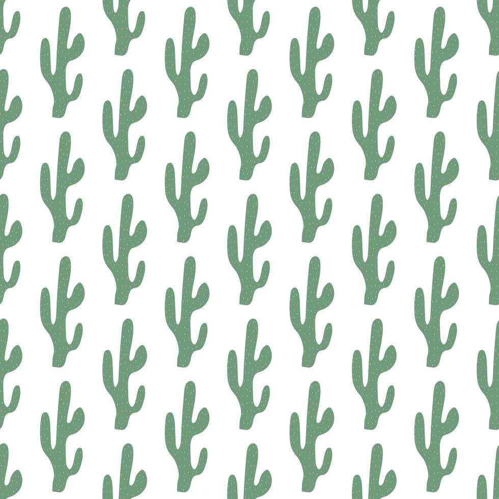 Cute hand drawn cactuses seamless pattern. Mexican symbol. Wild West theme. Hand drawn colored trendy Vector print.