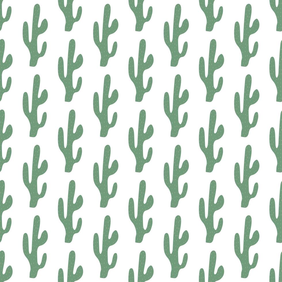 Cute hand drawn cactuses seamless pattern. Mexican symbol. Wild West theme. Hand drawn colored trendy Vector print.