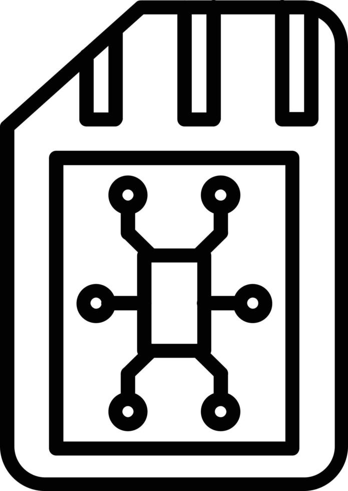 Memory Card Vector Line Icon